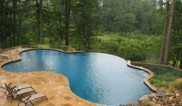 pool with travertine and infinity edge Chapel Hill