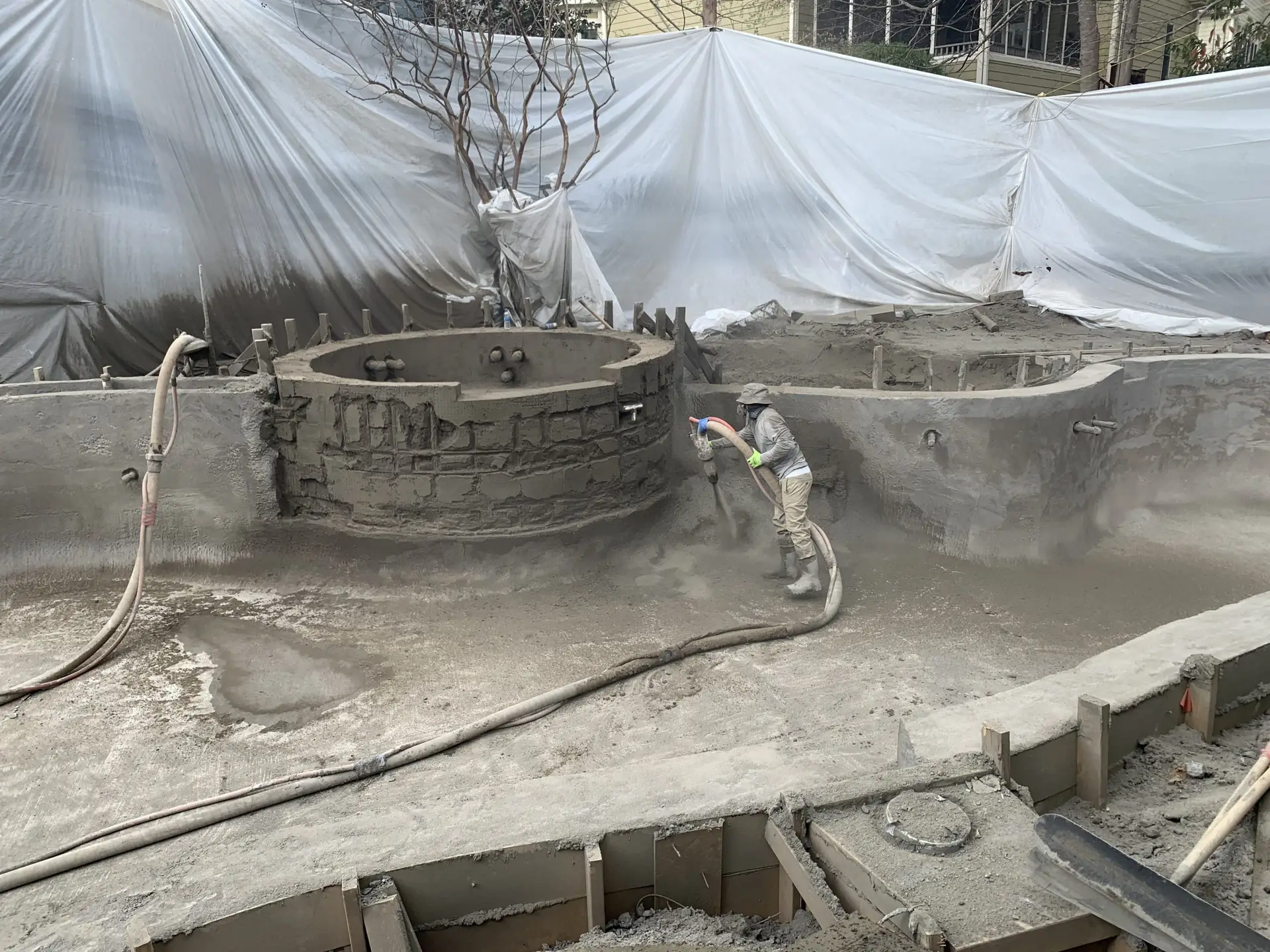 Shotcrete install on spa in Raleigh, NC