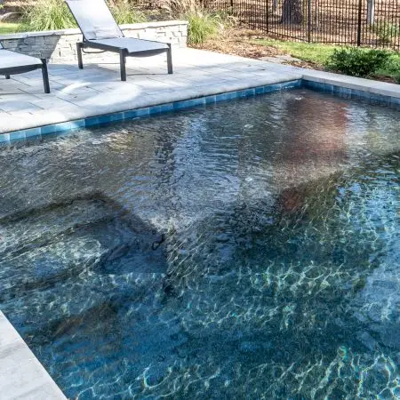 Linear pool with tanning ledge in Wake Forest, NC